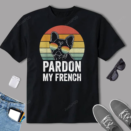 Deekarilio Retro Pardon My French Dog Lover Gift Frenchie Bulldog T-Shirt